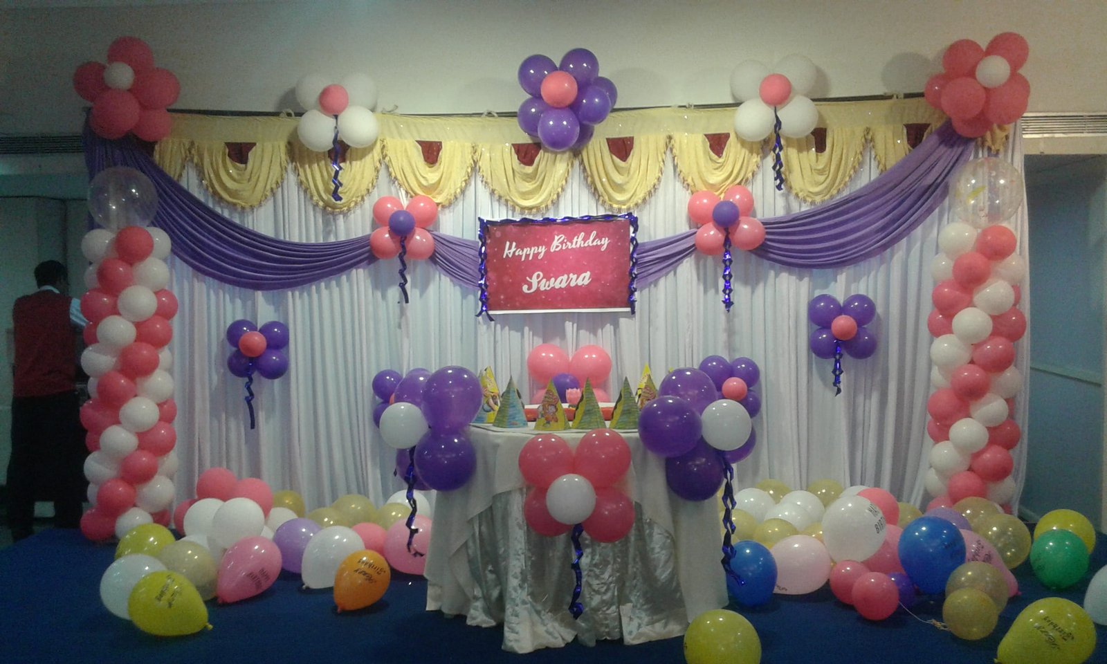 decoration with drape work for birthday party bangalore