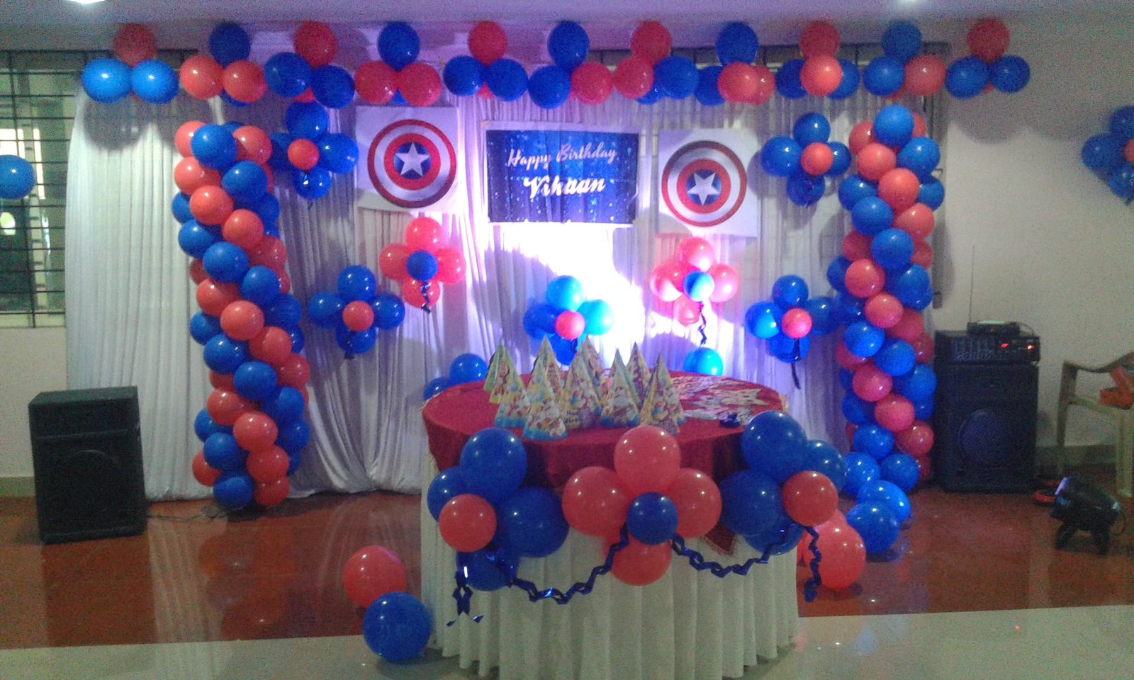 birthday party captain america balloon decoration bangalore