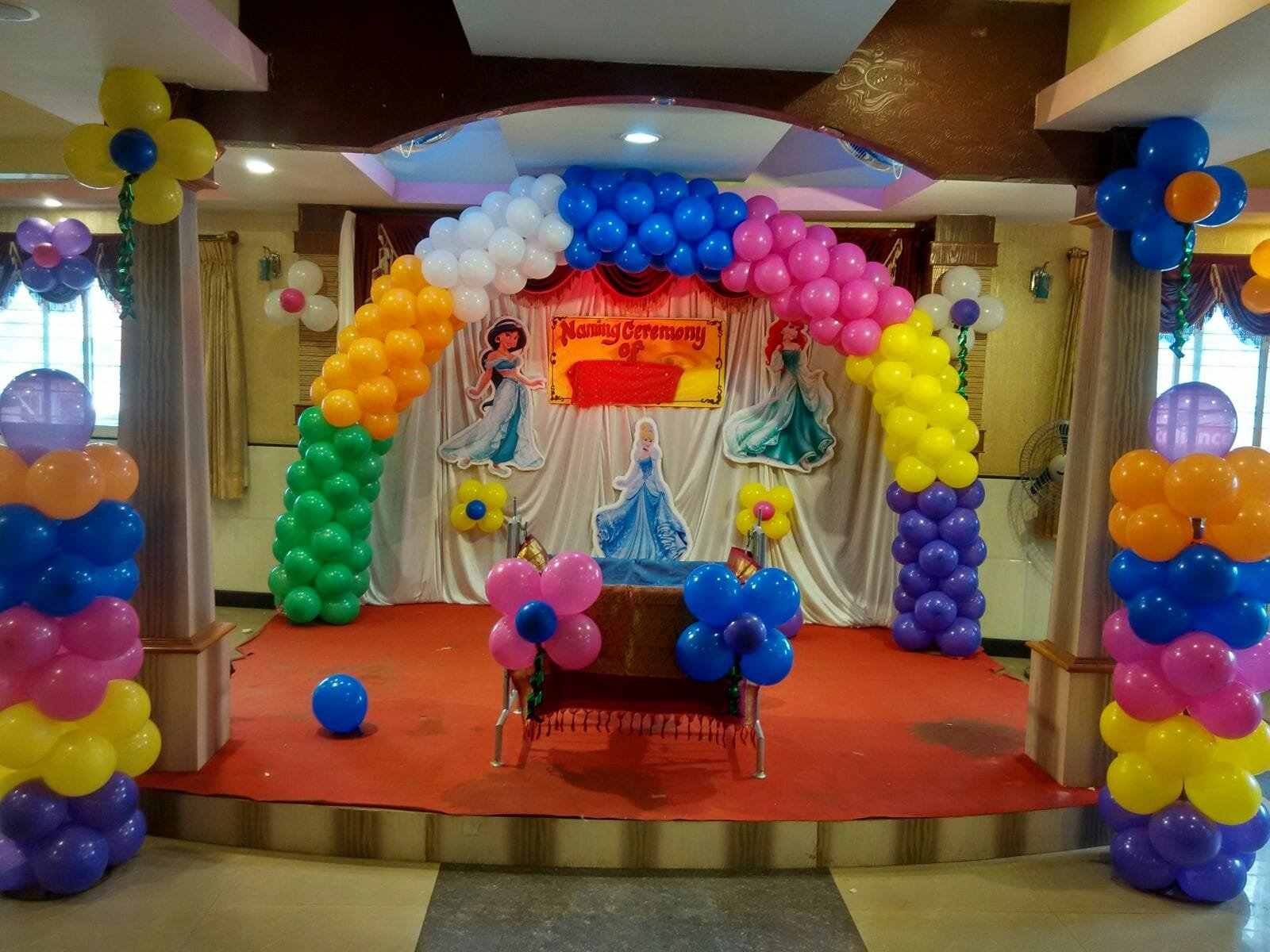 princess theme balloon decoration with arch