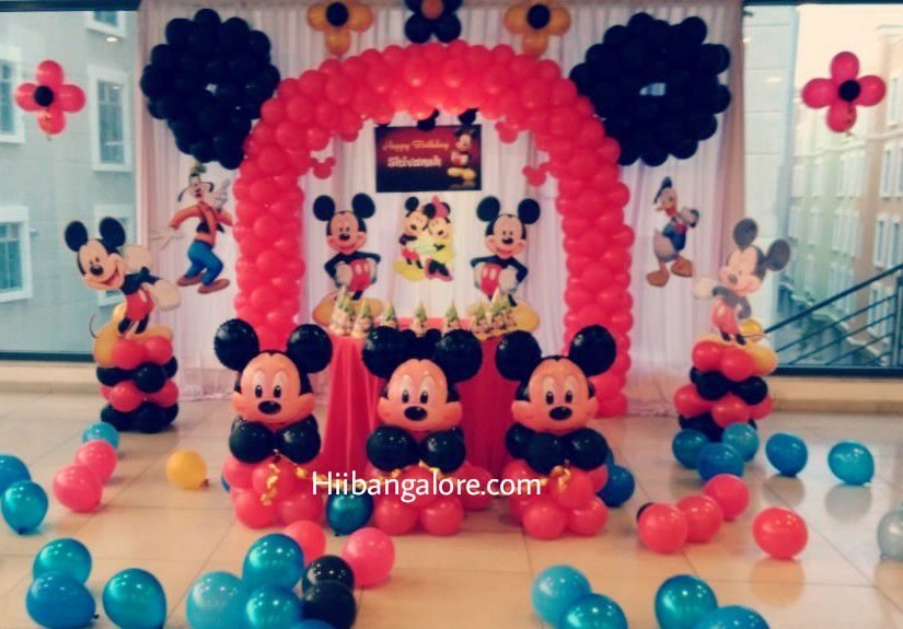 Mickey mouse and family birthday party balloon decorators Bangalore