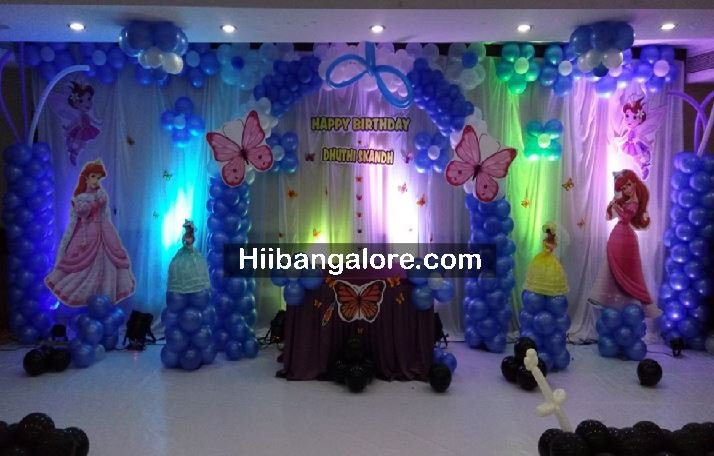 Buterfly theme birthday party balloon decorators Bangalore