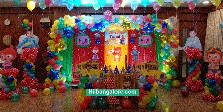 Cocomelon theme birthday party decorators Bangalore