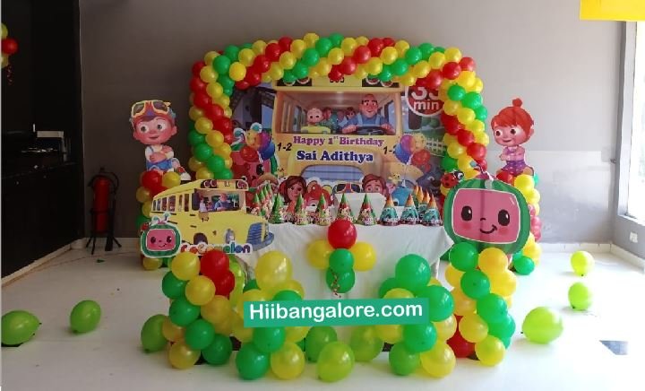 Cocomelon theme birthday party decorations Bangalore