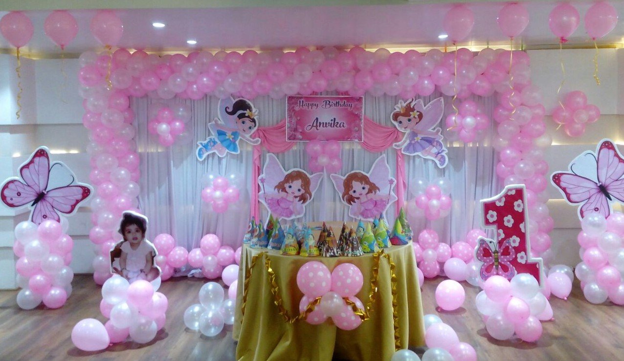 Baby fairy theme birthday balloon decorators Bangalore