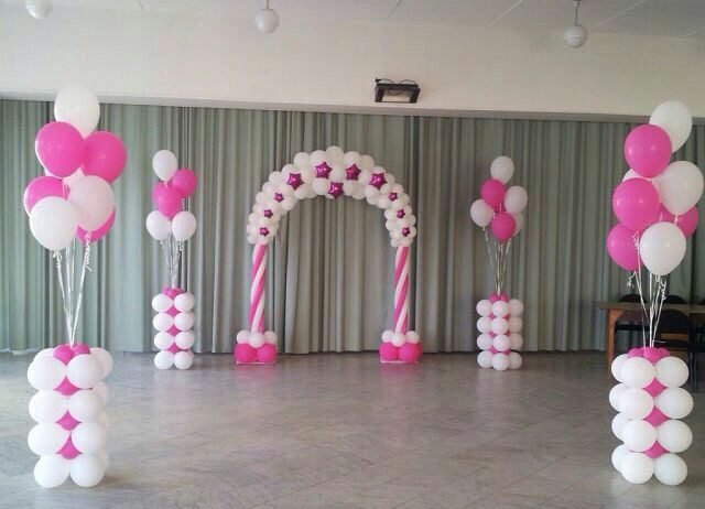 Pink and white balloon decorators Bangalore
