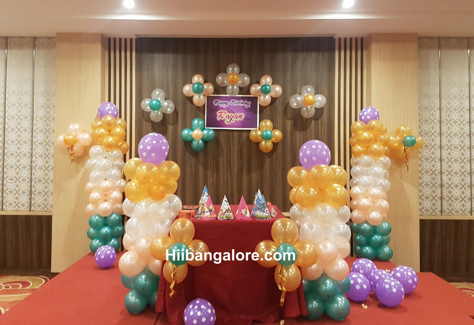 Simple tri color birthday party balloon decorators Bangalore