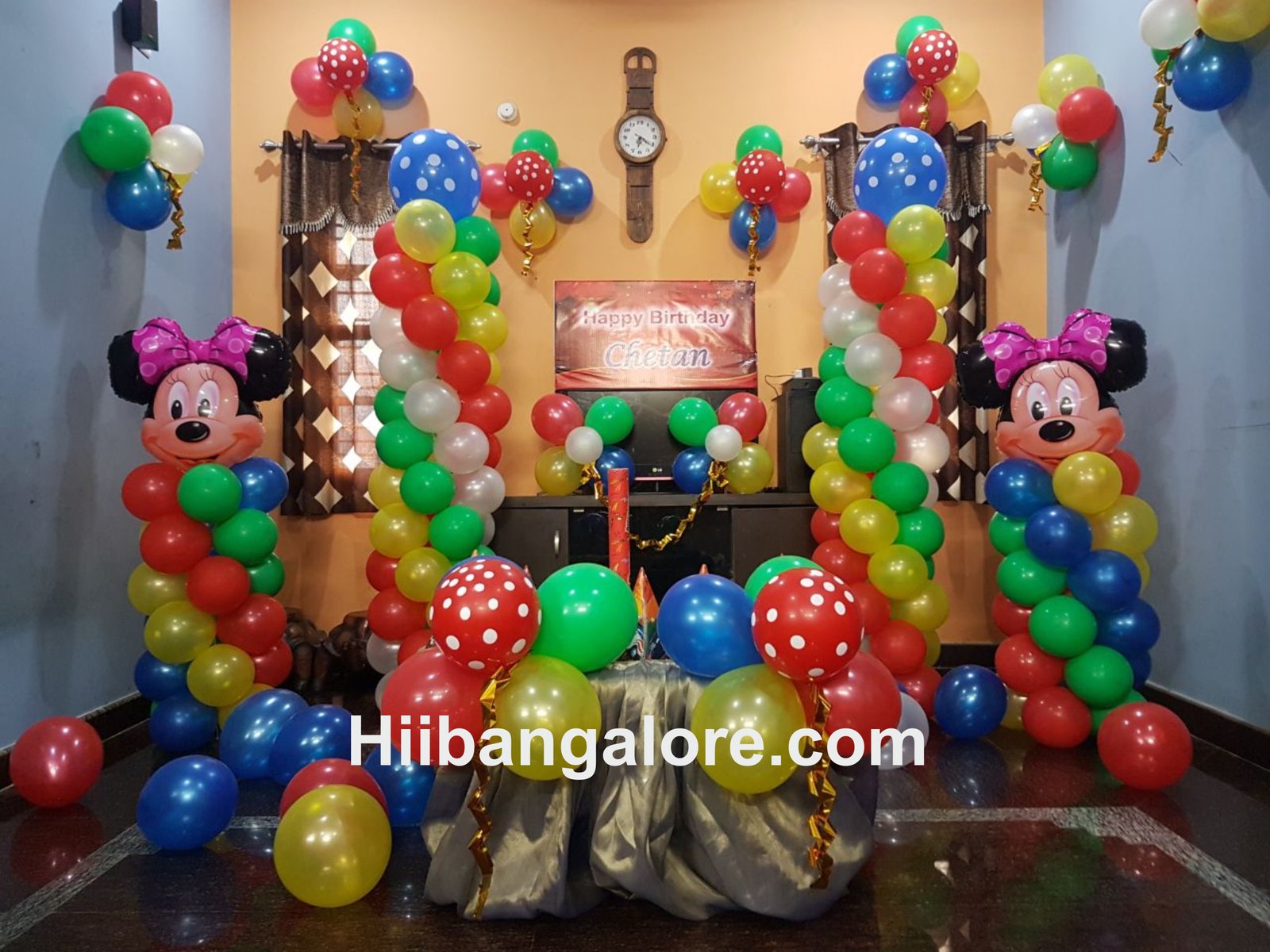 Rainbow color balloon decoration at home Bangalore