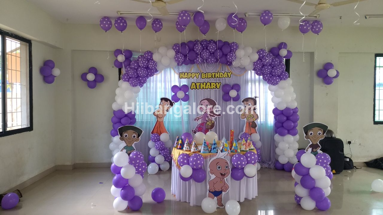 Chota bheem theme birthday party balloon decorators Bangalore