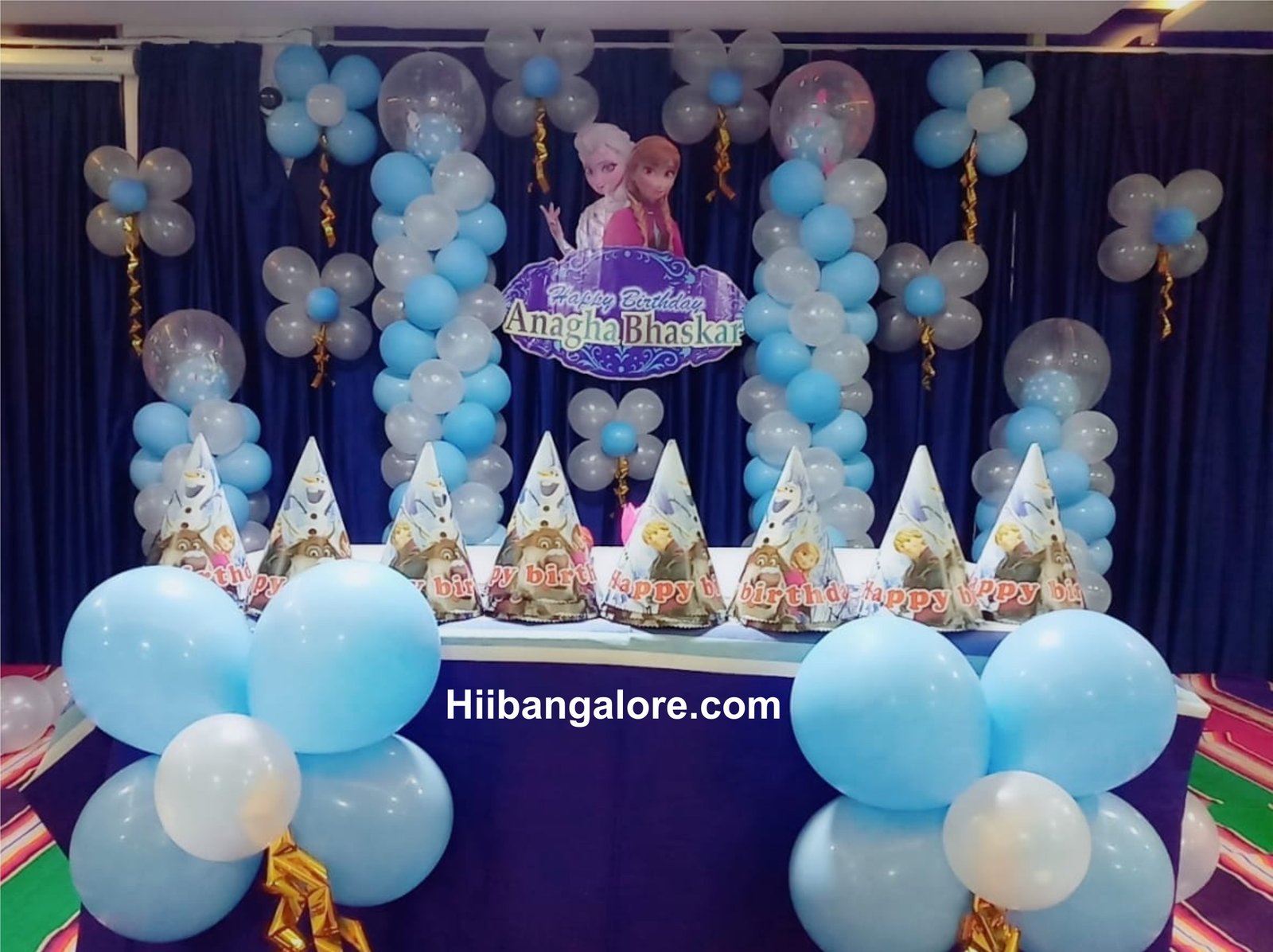 Frozen theme birthday party balloon decorators Bangalore
