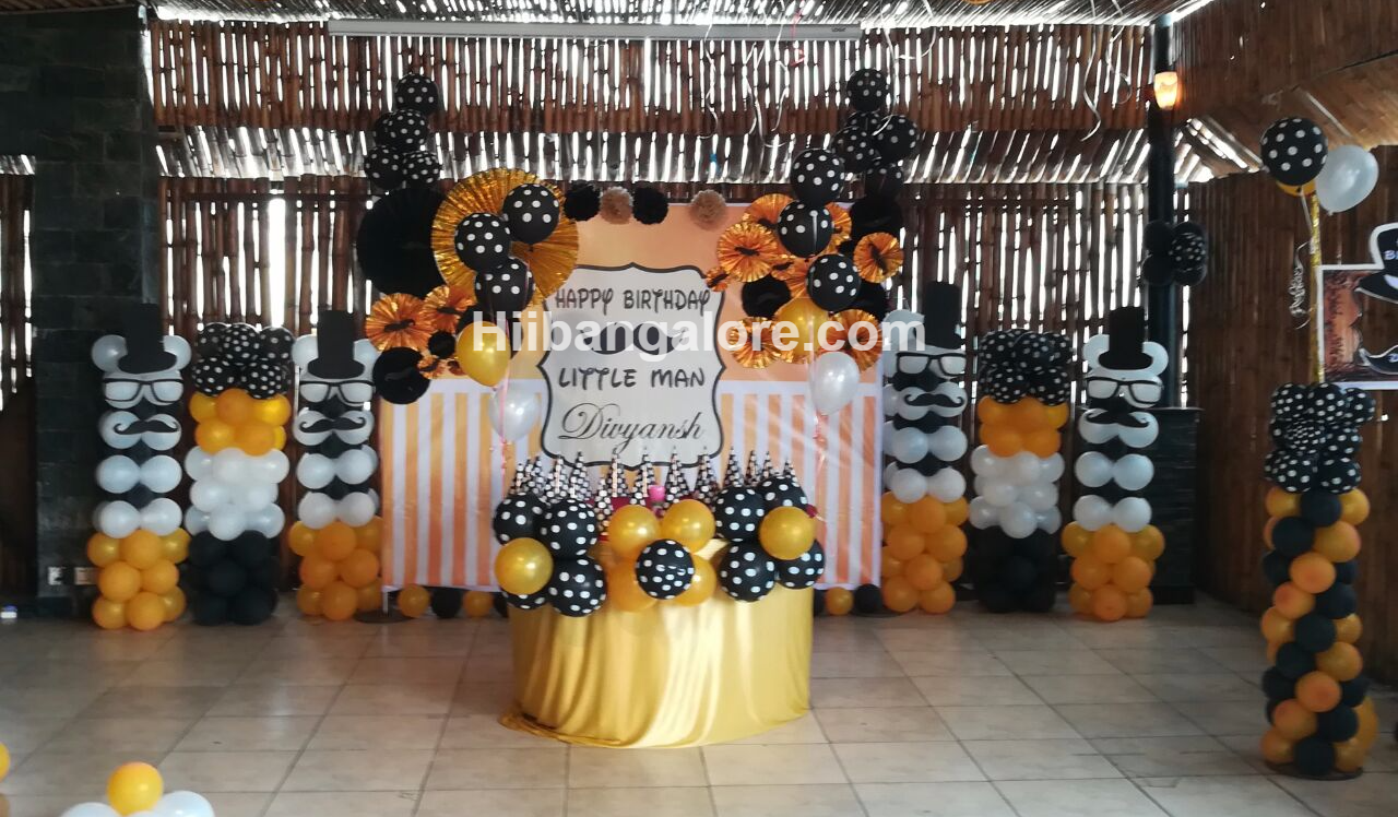 Little man theme customized balloon decorators Bangalore