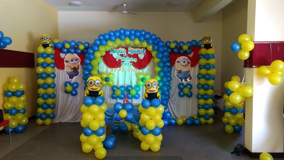 Minions theme backdrop balloon decoration Bangalore