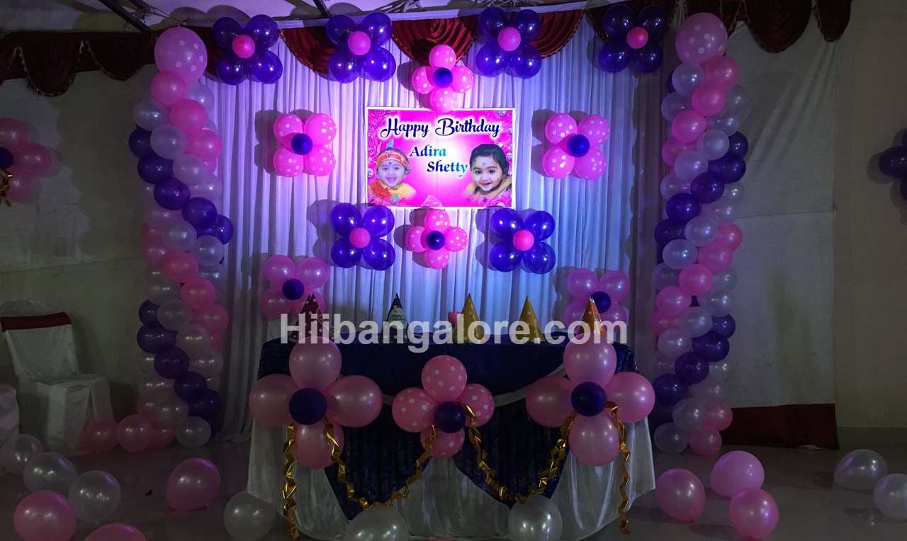 Girl baby birthday party balloon decorators Bangalore