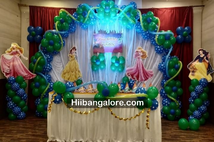 Princess theme birthday balloon decorators Bangalore