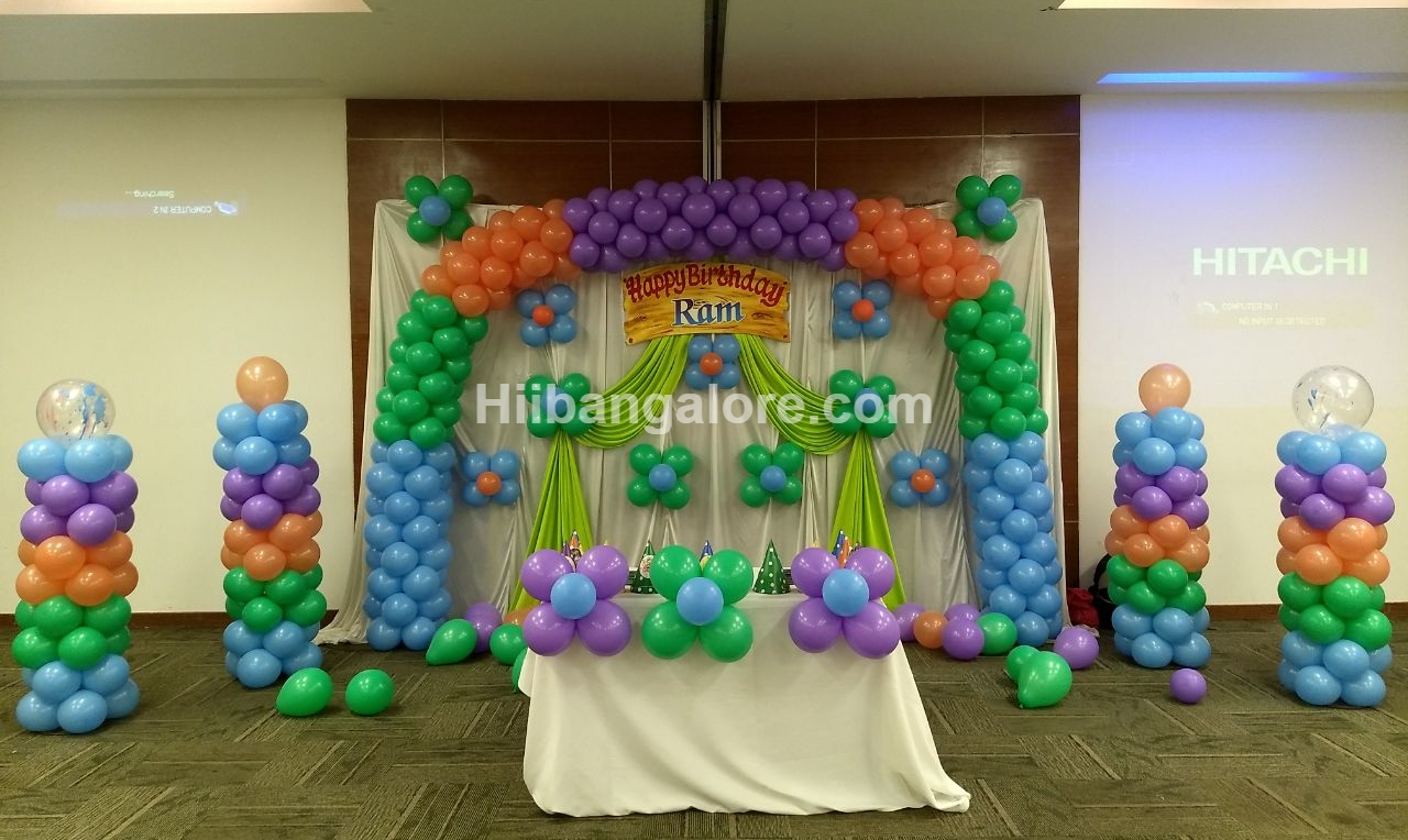 Colorful Birthday party balloon decorators Bangalore
