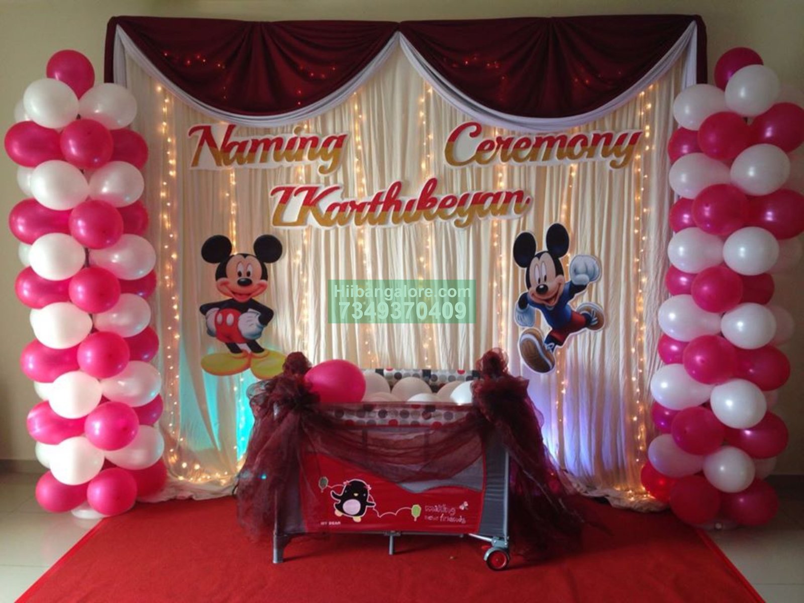 Mickey mouse theme naming ceremony decoration Bangalore