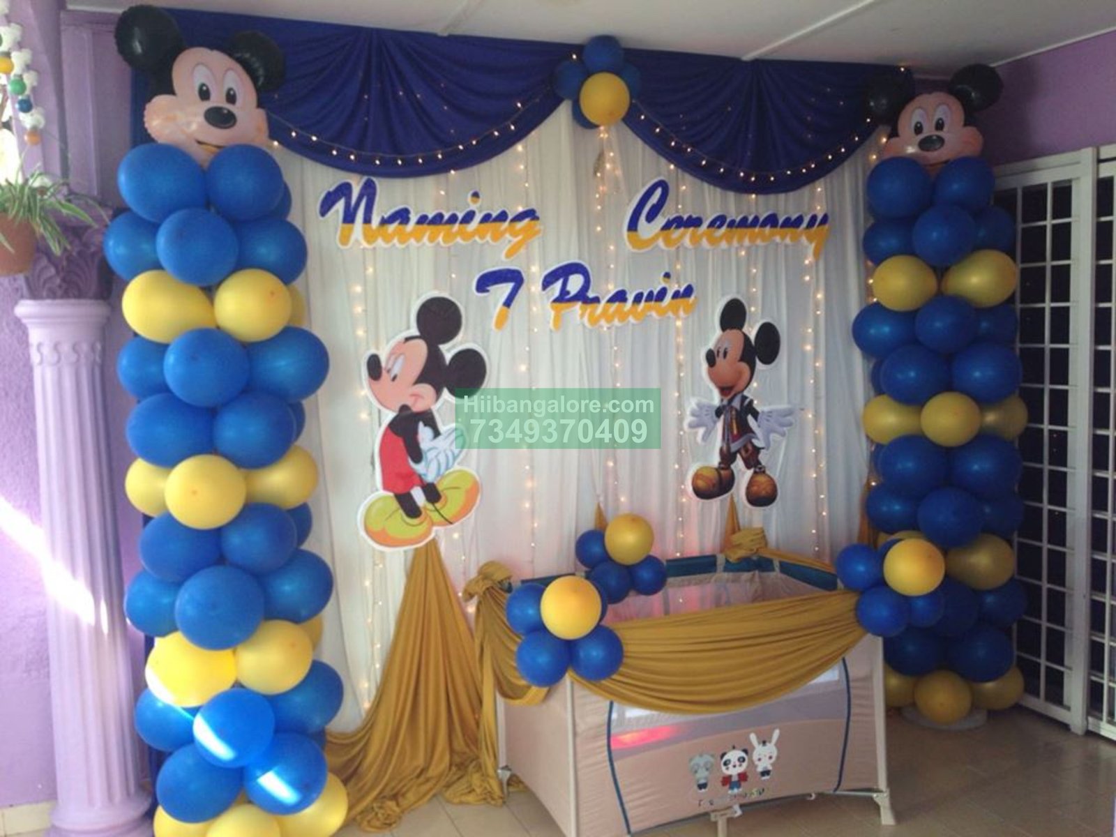 Mickey mouse theme naming ceremony decoration Bangalore