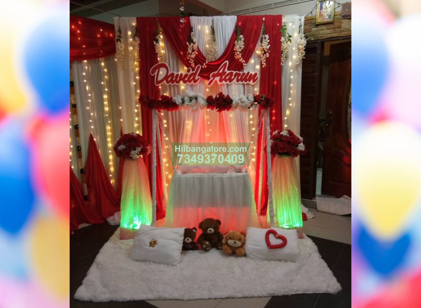 Naming ceremony floral decoration at home