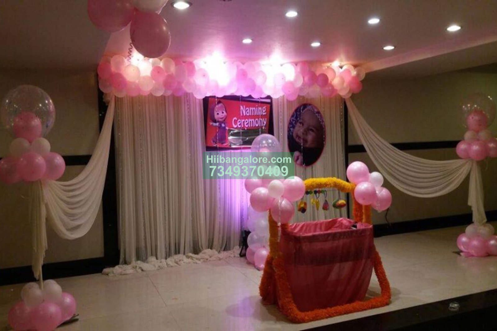 Simple backdrop naming ceremony decoration Bangalore