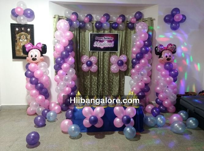 Pink and purple simple balloon decorators Bangalore