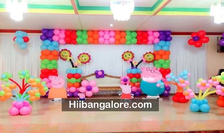 Peppa pig theme screen decoration for birthday party bangalore