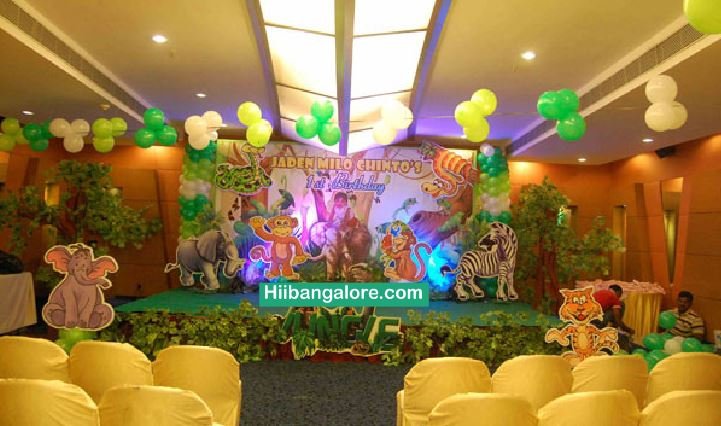 2d Jungle themed birthday party decorators Bangalore