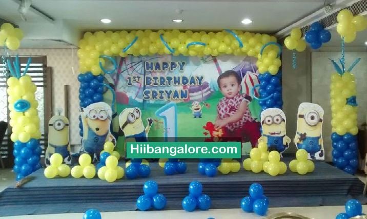 2d Elegant minions theme birthday party decorators Bangalore
