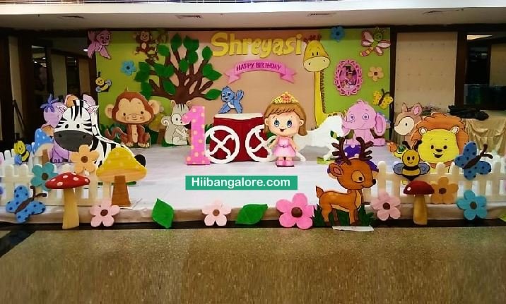 3D Cute animals jungle theme birthday party decorators Bangalore