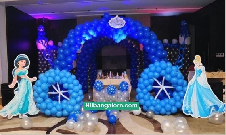 3D Princess charriot theme birthday party decorators Bangalore