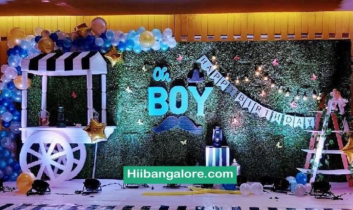 Boy baby grass backdrop premium birthday decorators Bangalore