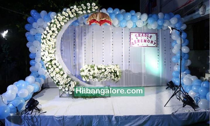 Half Moon theme cradle ceremony decoration Bangalore
