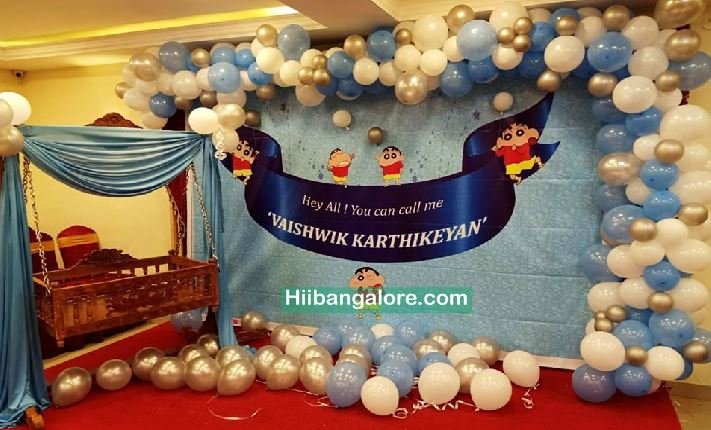 Organic naming ceremony balloon decoration Bangalore