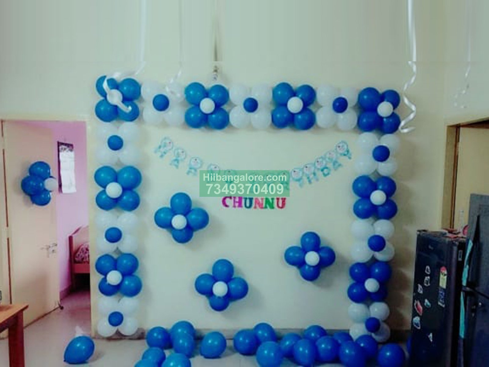 Boy baby simple birthday decoration at home Bangalore
