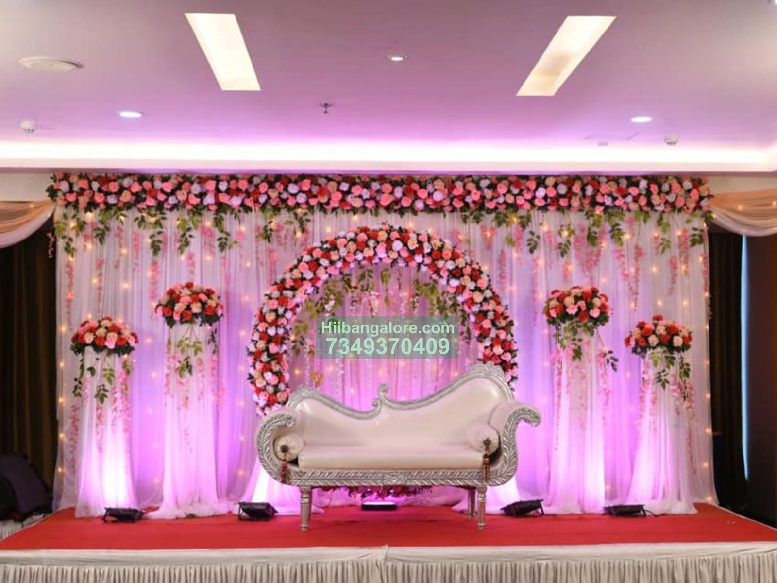 Grand flower decoration for engagement ceremony Bangalore