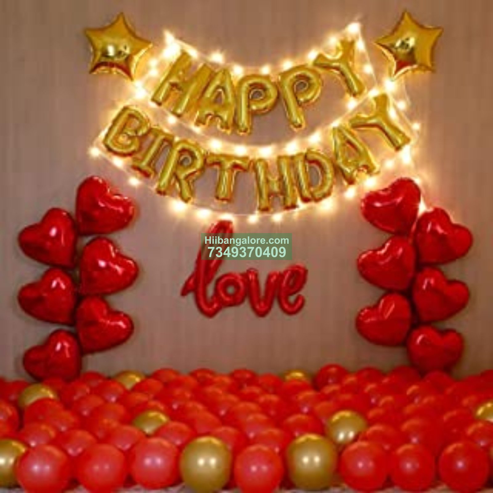 Red color anniversary decoration at home Bangalore