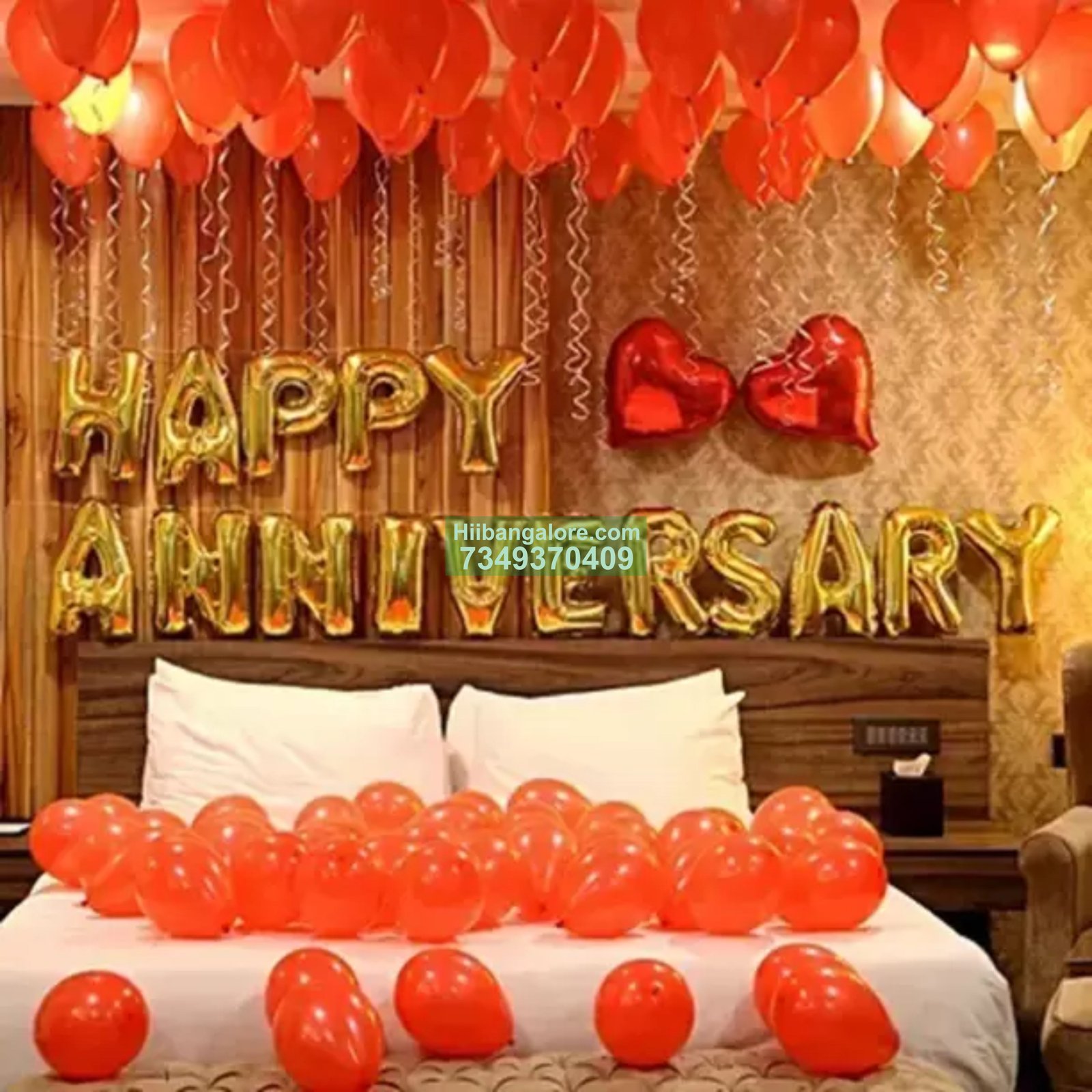 Red color anniversary decoration at home Bangalore