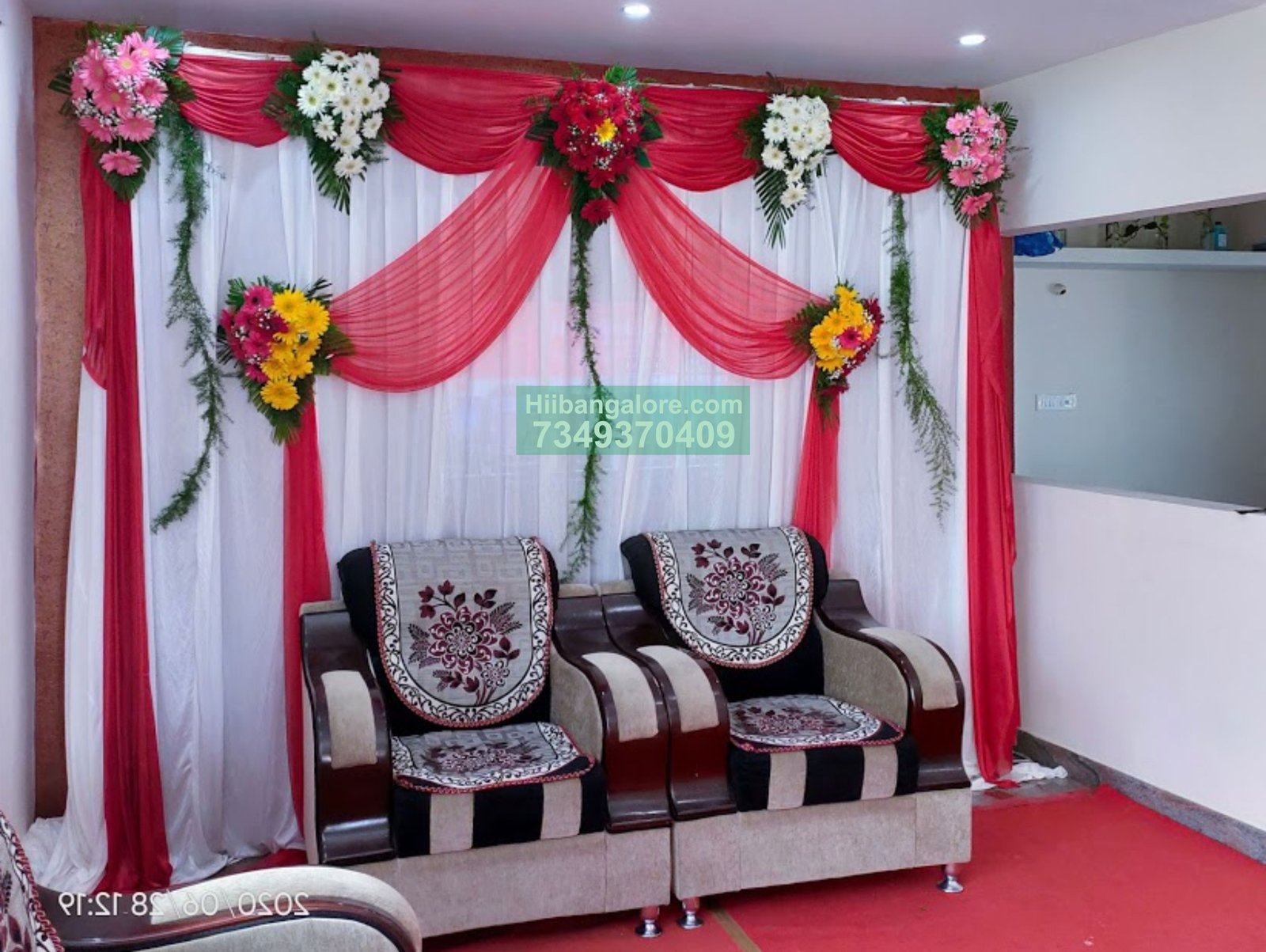 Simple engagement decoration with flowers Bangalore
