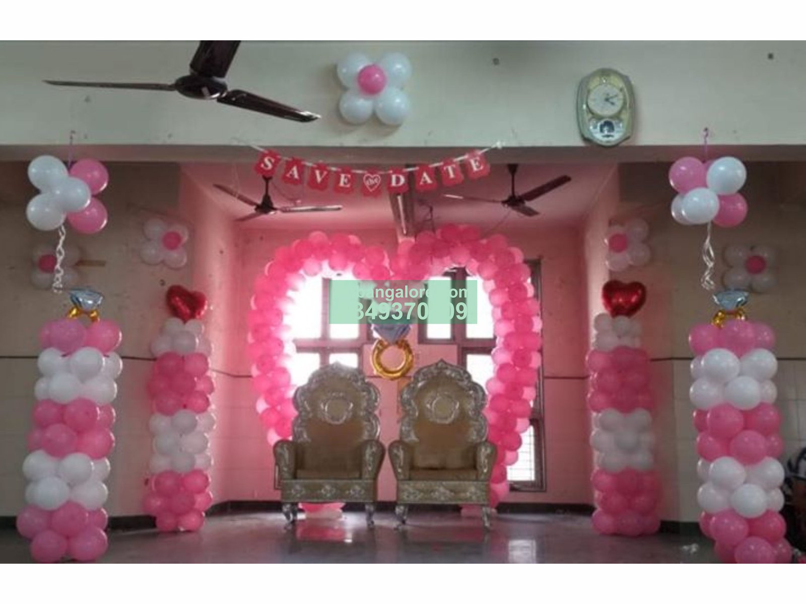 Simple heart shape balloon decoration for engagement Bangalore
