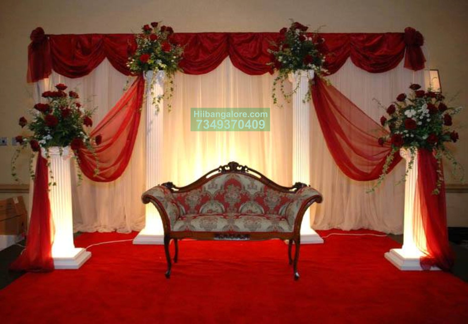Simple red roses engagement decoration Bangalore