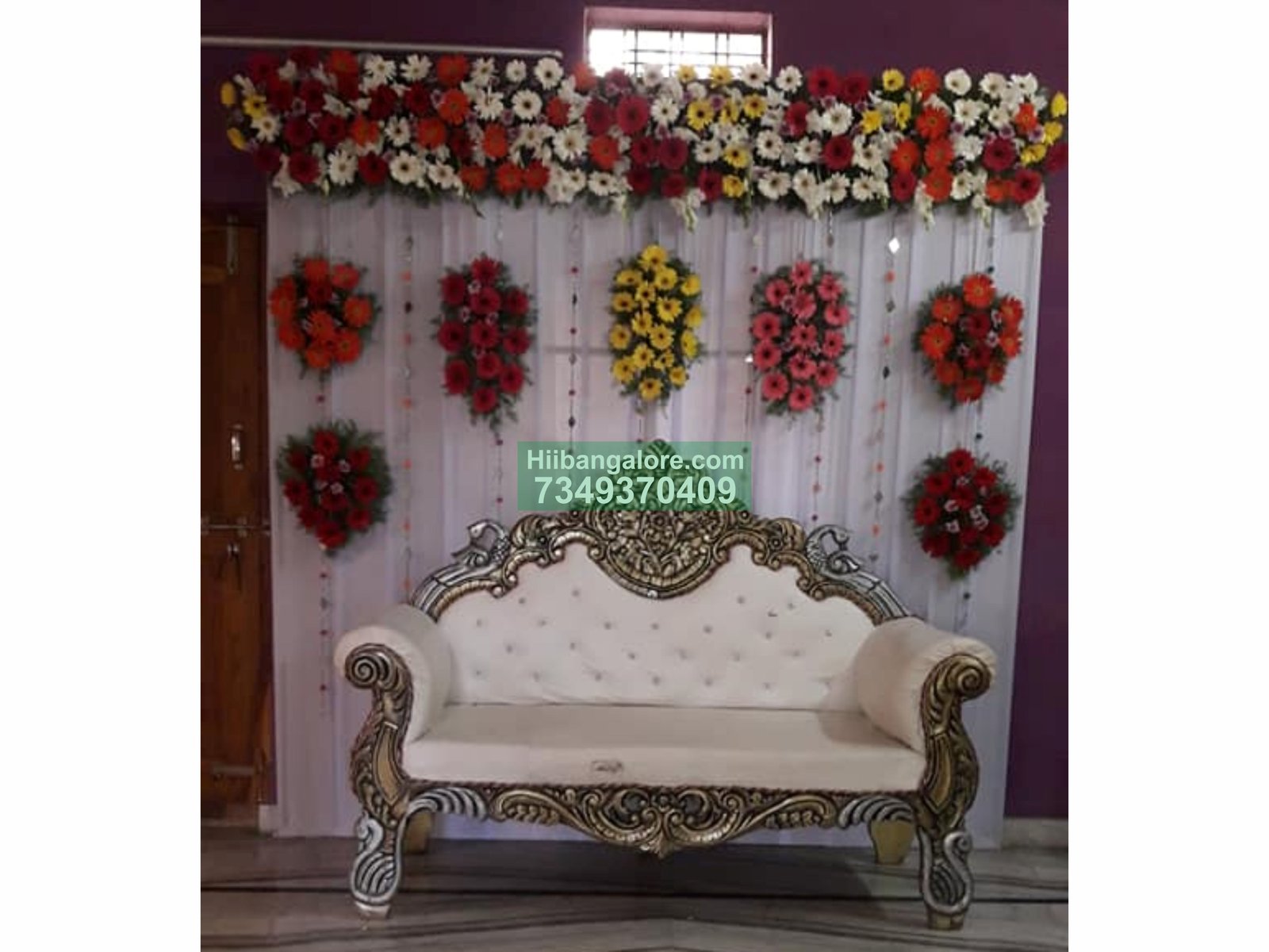 basic home engagement flower decoration Bangalore