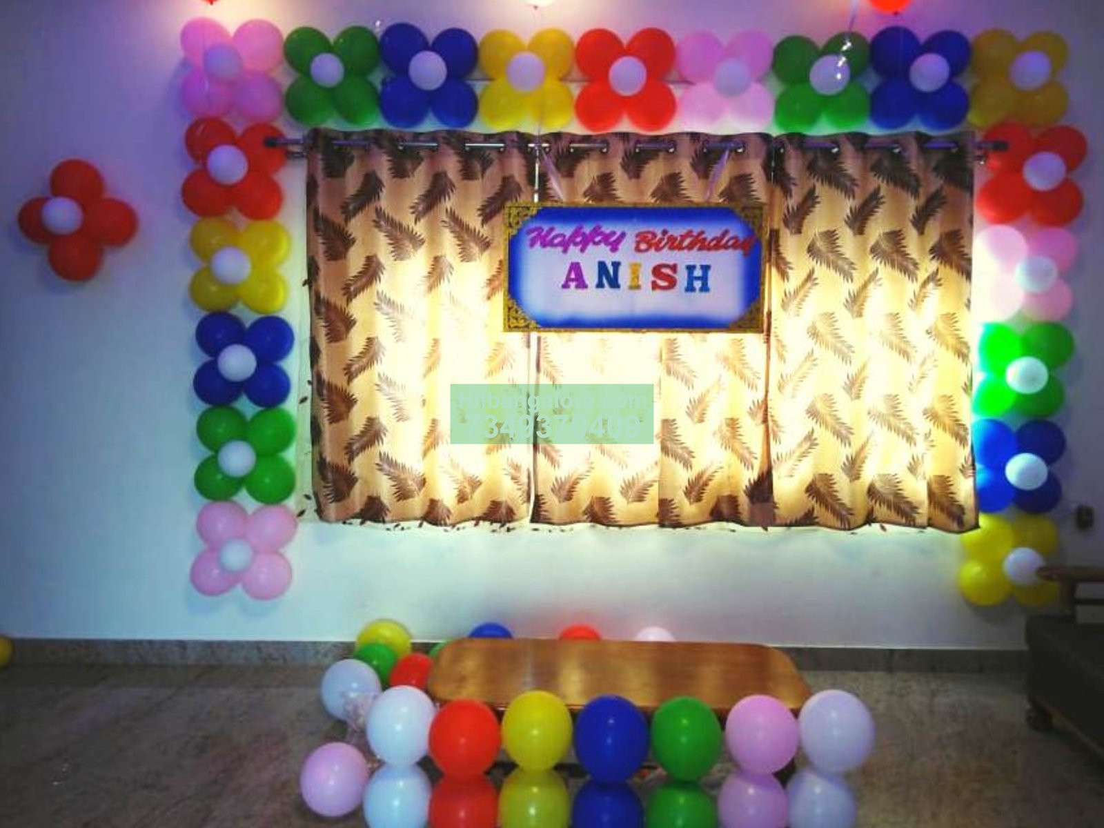 colorful birthday party balloon decoration at home Bangalore