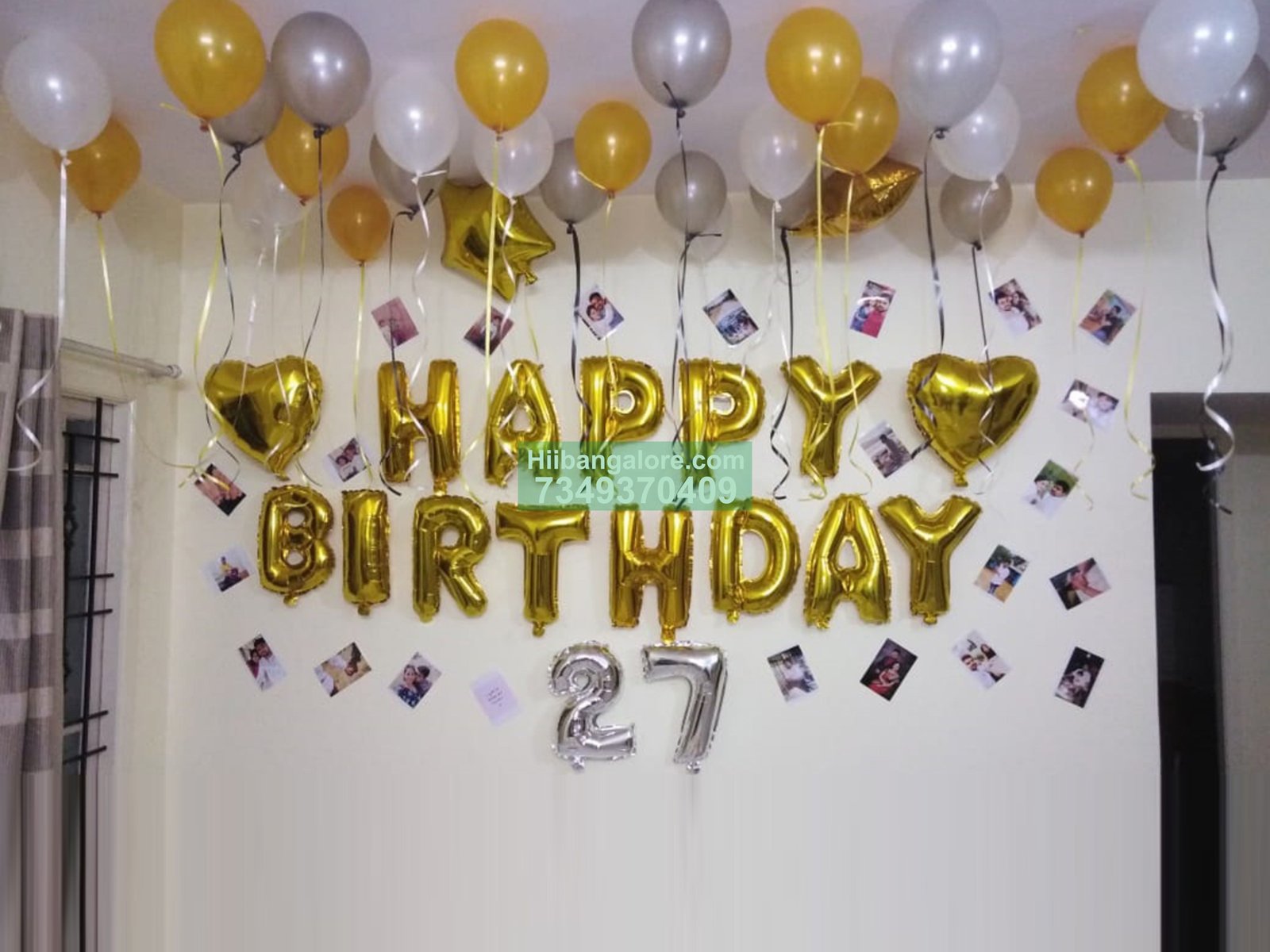 golden 27th birthday decoration at home Bangalore