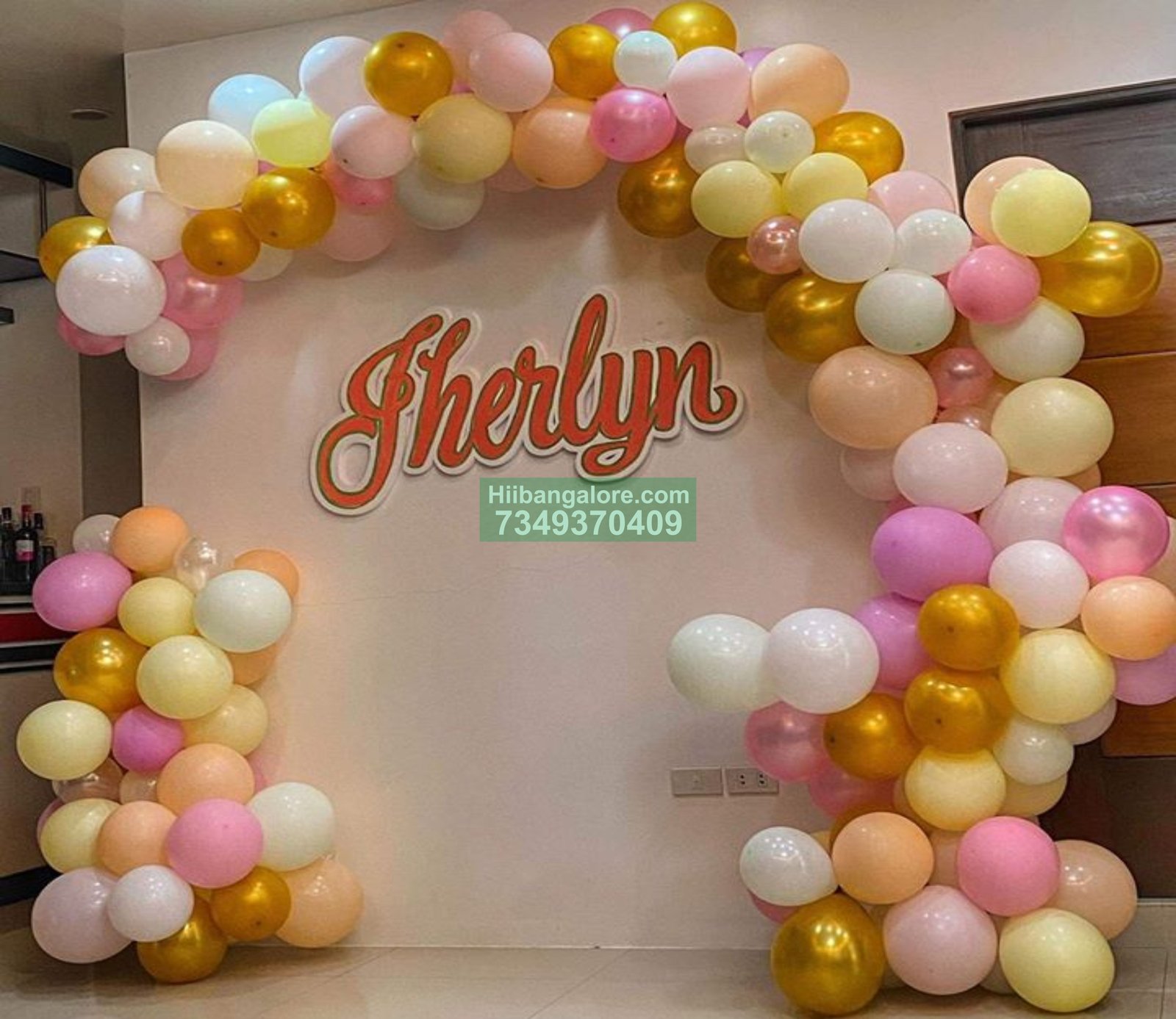 organic balloon arc birthday decoration at home Bangalore