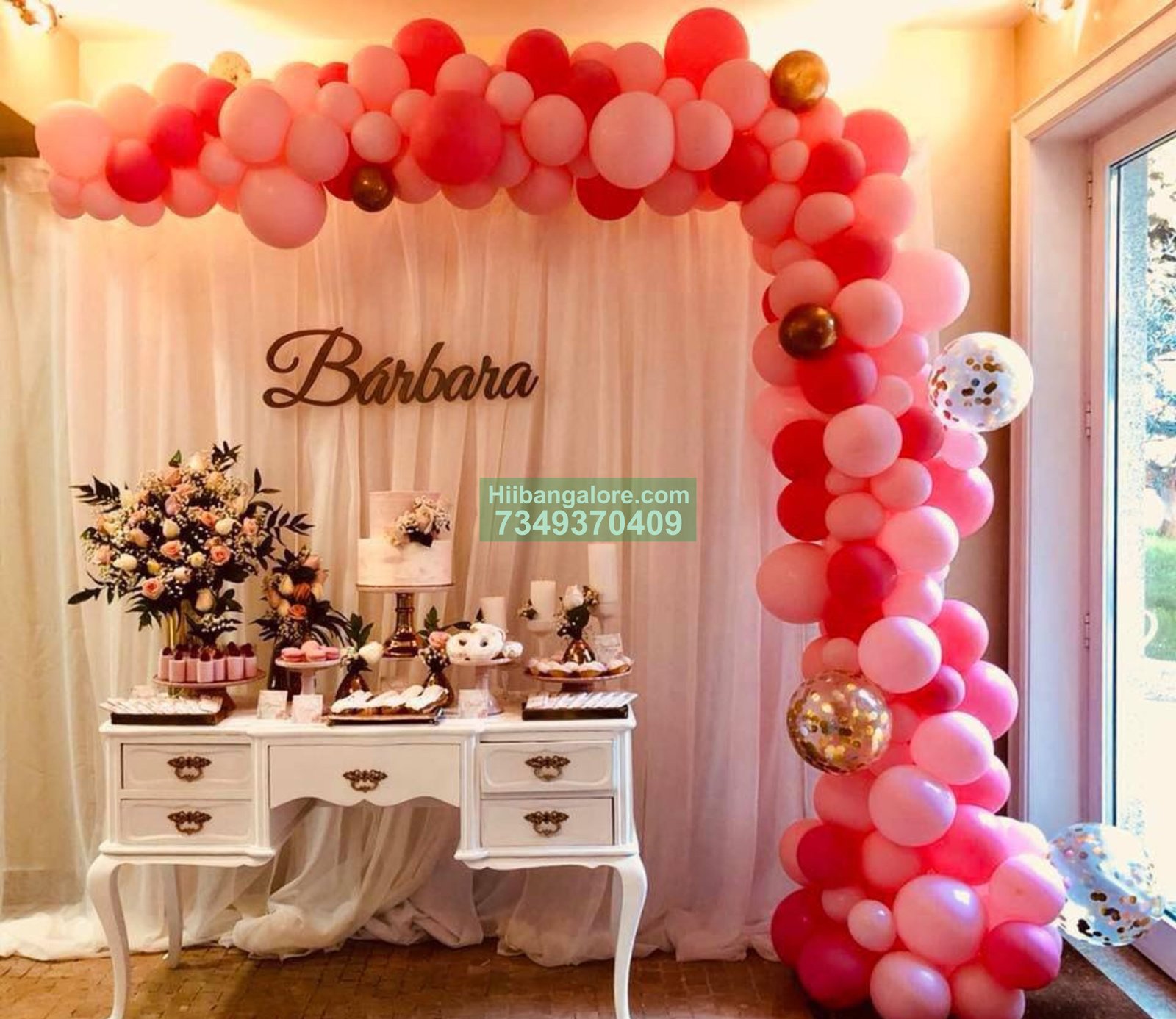 organic balloon arc decoration at home Bangalore