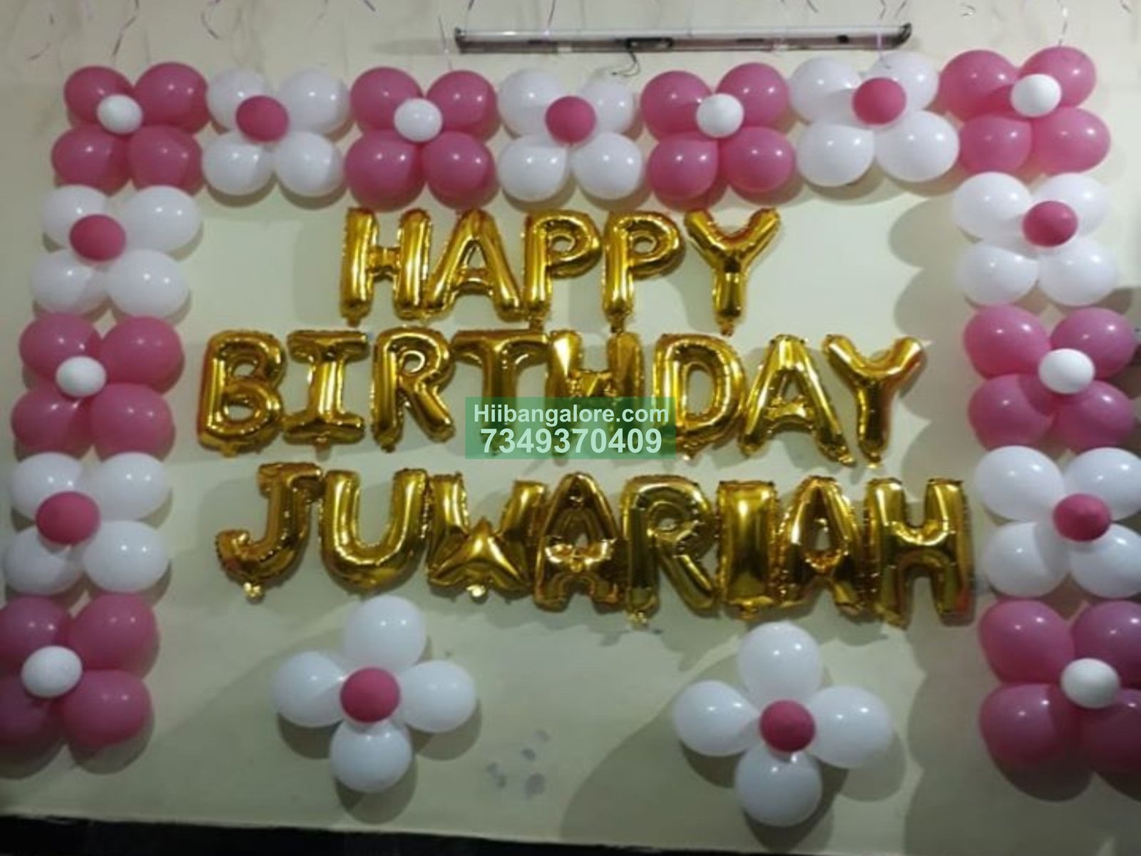pink balloon decoration for girl baby at home Bangalore