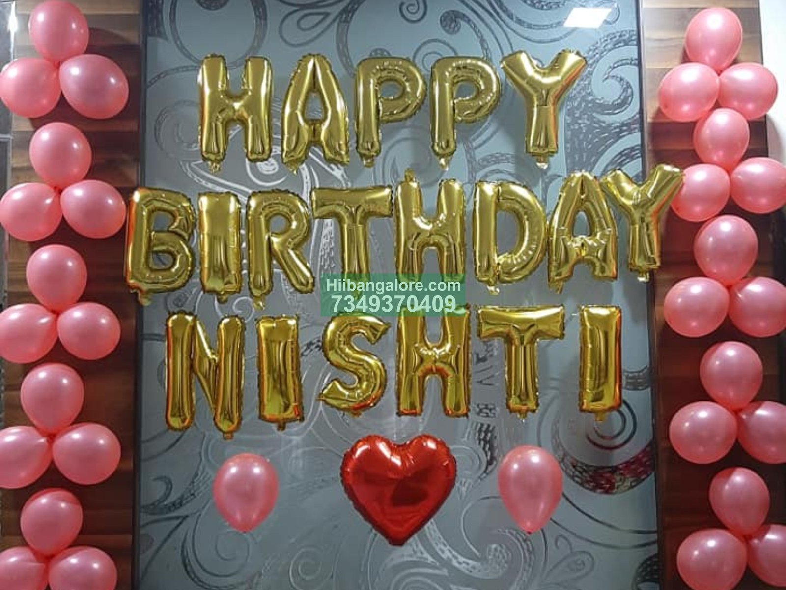 simple balloon decoration with pink balloons Bangalore