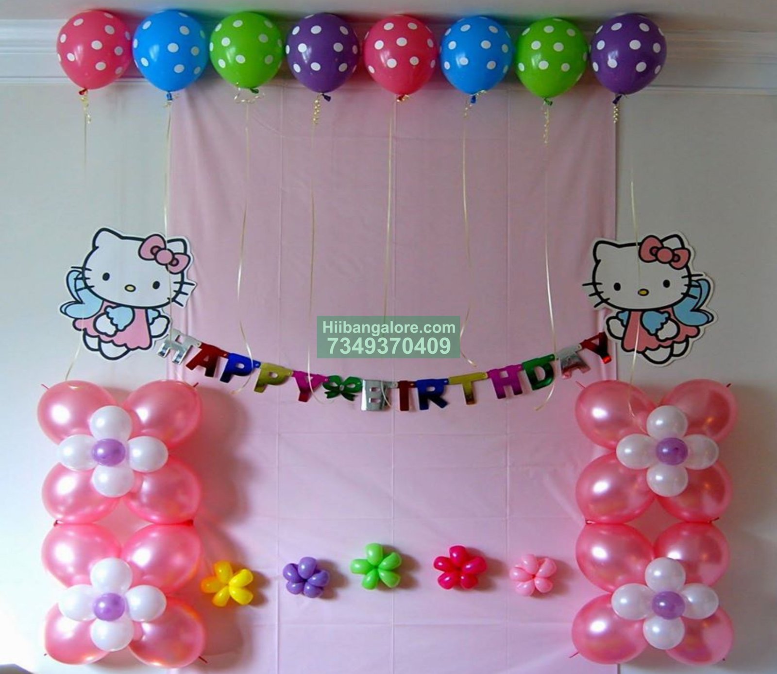 simple hello kitty balloon decor at home Bangalore