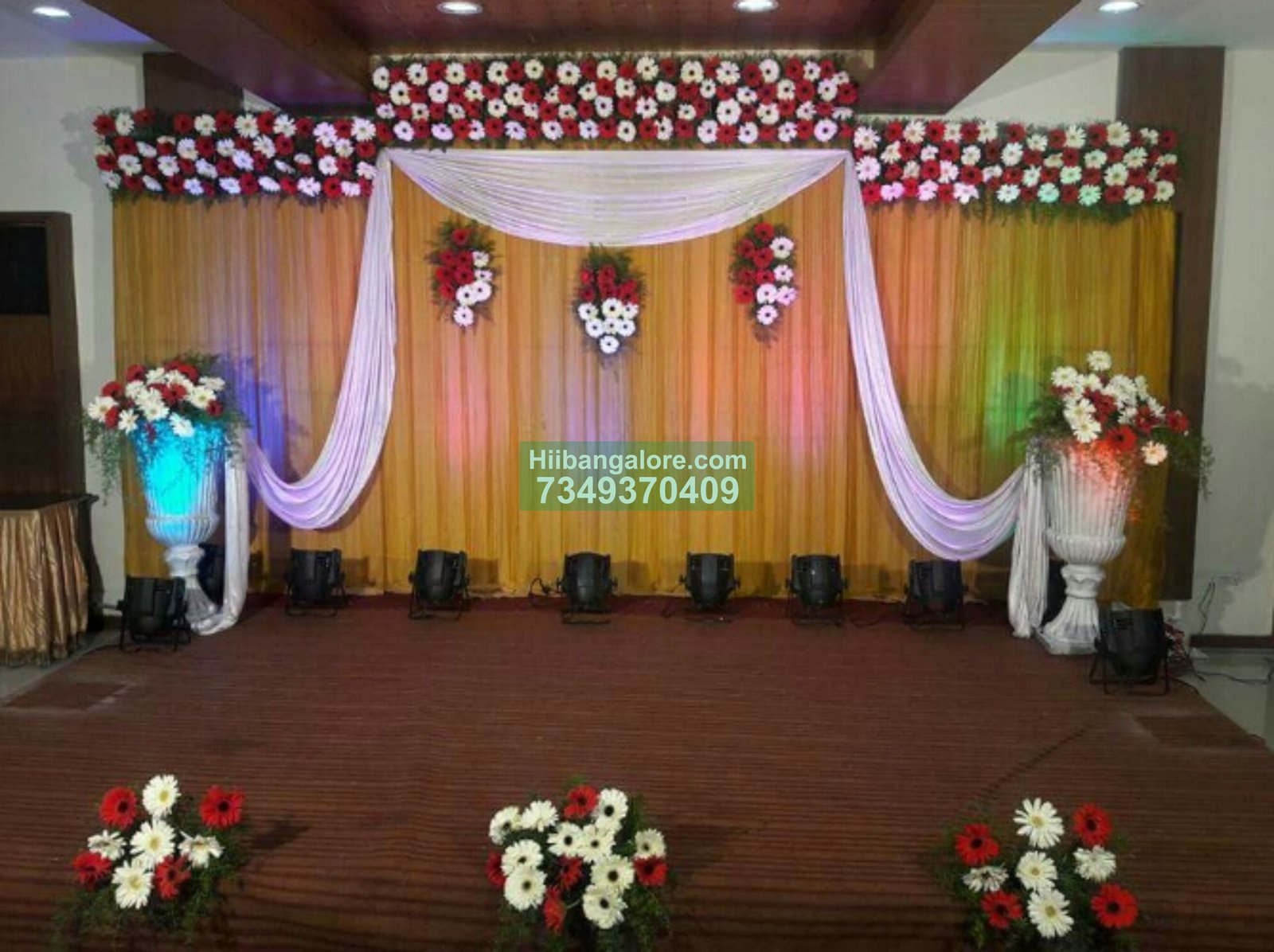 simple jerbera flower decoration for engagement Bangalore