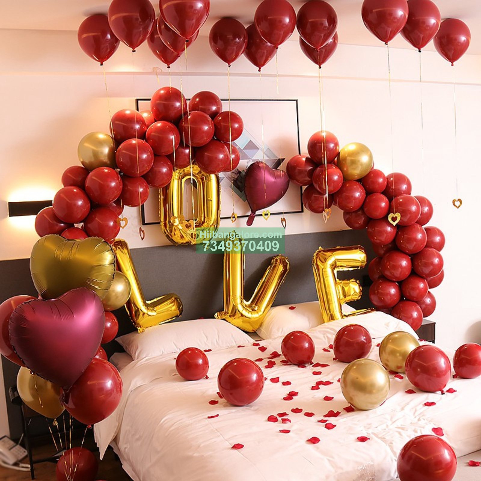 surprise maroon color balloon decoration Bangalore