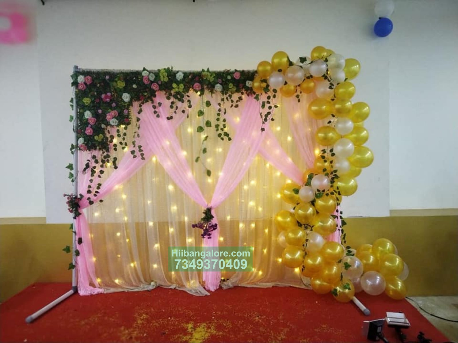 yellow backdrop engagement decoration Bangalore
