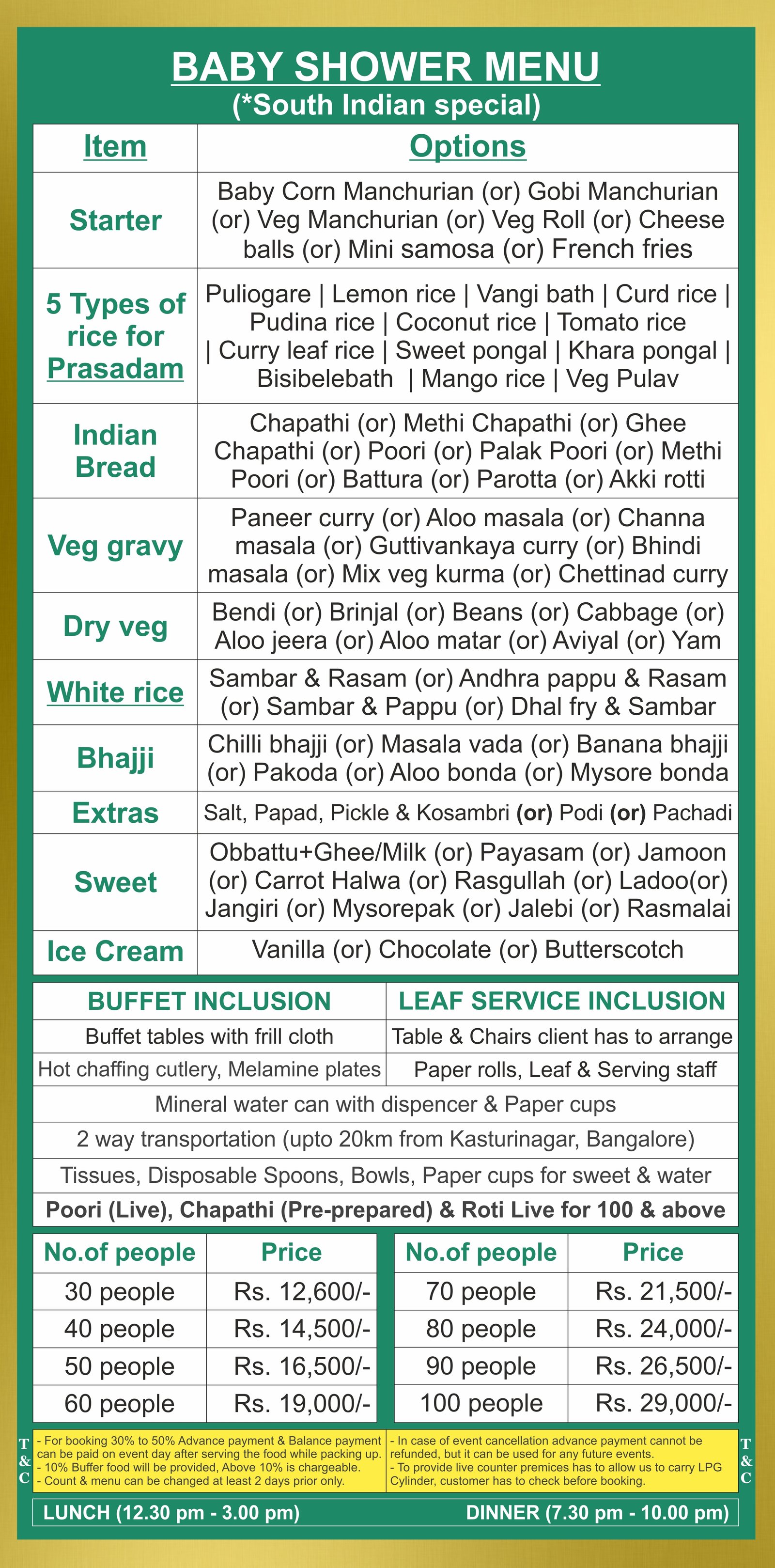 Baby shower catering services Bangalore